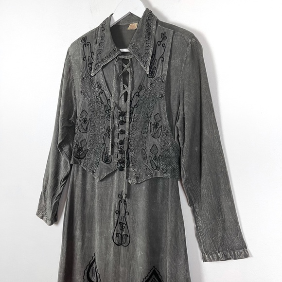 Vintage 90's Rayon Embroidered Boho Maxi Dress - Picture 3 of 10